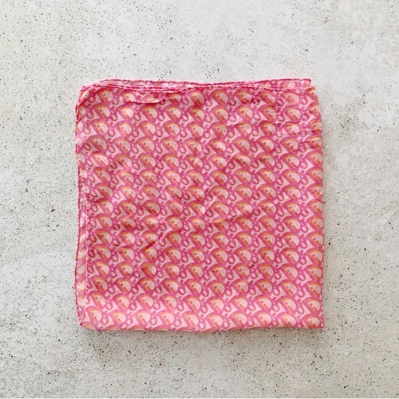 🌸🍑 DIOR Trotter Logo Monogram Scarf Shawl Wrap Bandana - Picture 1 of 7